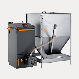 Caldaia BLAZE GREEN COMBI con serbatoio pellet in acciaio inox da 820L