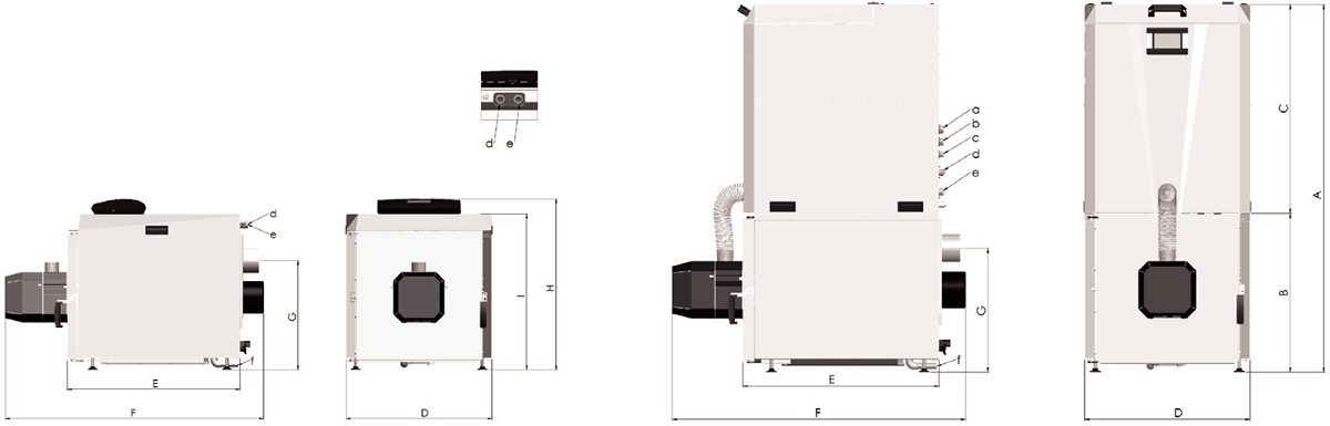 Dimensions of pellet boiler ROTARY PELL COMPACT