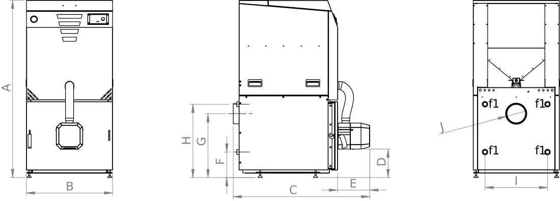 Caldera de pellet ROTARY PELL COMPACT Dimensiones